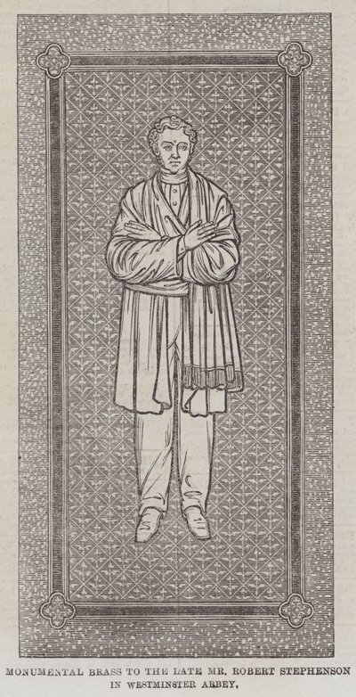 Monumental messing til afdøde hr. Robert Stephenson i Westminster Abbey (gravering) af English School