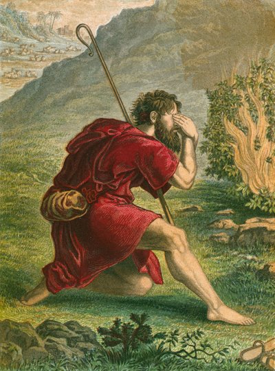 Moses foran den brændende busk af English School