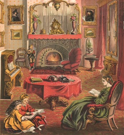 Mor og børn i stuen af English School