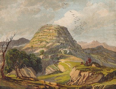 Tabor-bjerget, Galilæa (farvelitografi) af English School