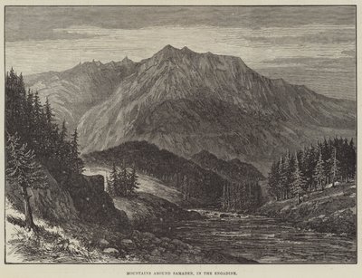 Bjerge omkring Samaden, i Engadin (gravering) af English School
