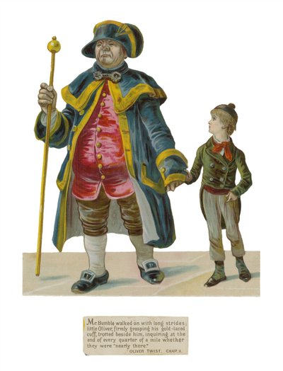 Mr Bumble og Oliver Twist af English School