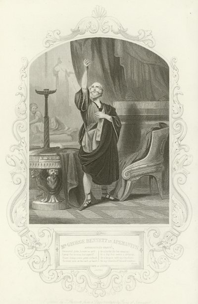 Mr. George Bennett som Apemantus, Apemantus grace, Timon of Athens, Act I, scene ii af English School