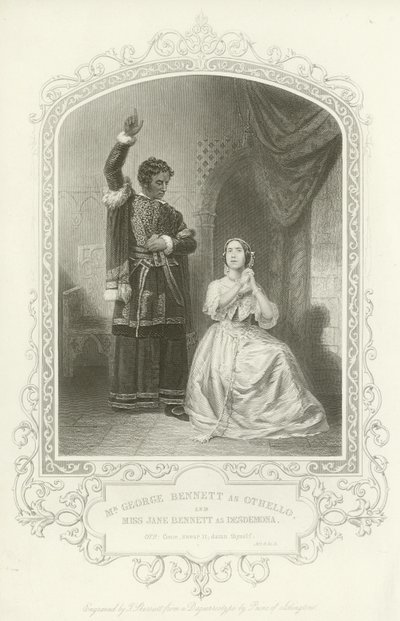 Mr George Bennett som Othello og Miss Jane Bennett som Desdemona, Othello, Act IV, Scene II af English School