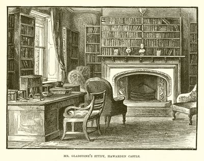 Mr. Gladstones Study, Hawarden Castle af English School