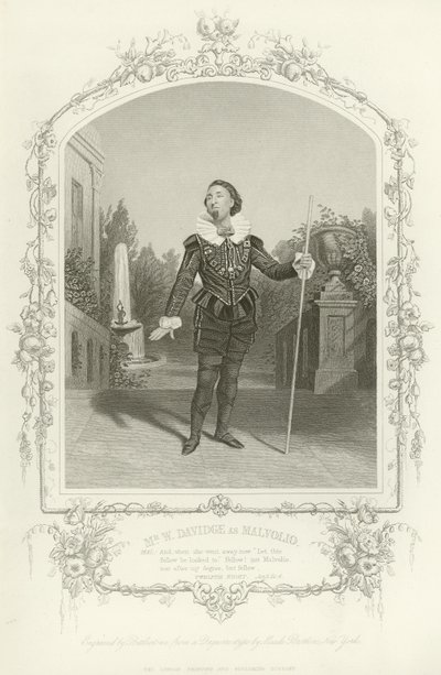 Mr. W Davidge som Malvolio, Twelfth Night, Act III, scene iv af English School