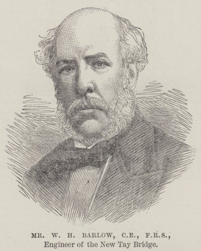 W H Barlow, CE, FRS, ingeniør af New Tay Bridge (gravering) af English School