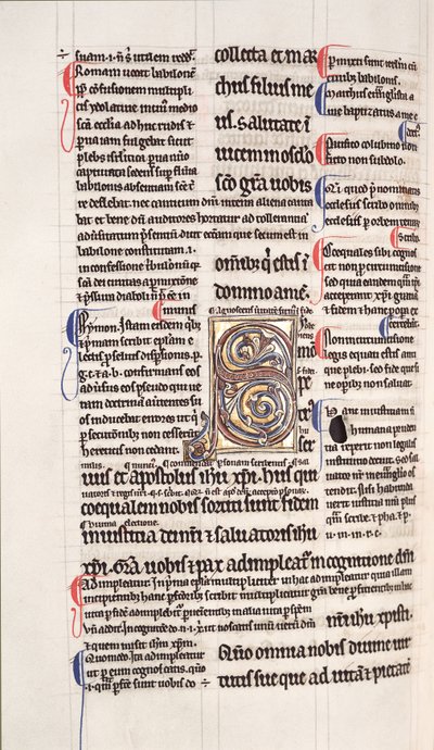 Ms.27, f.109v: Side fra en glosset kopi af Det Nye Testamente (vellum) af English School