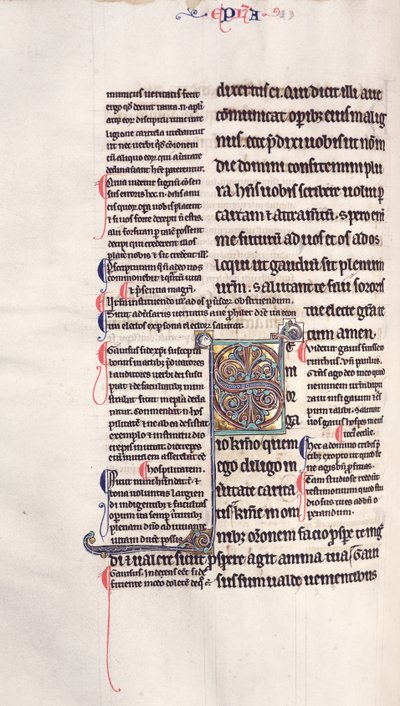 Ms.27, f.132v: Side fra en glosset kopi af Det Nye Testamente af English School