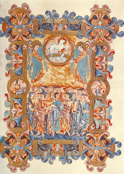 Ms 274 (Y-6) fol.158 Mængden, der tilbeder Lammet, fra Missalet af Robert af Jumieges, c.1016 af English School