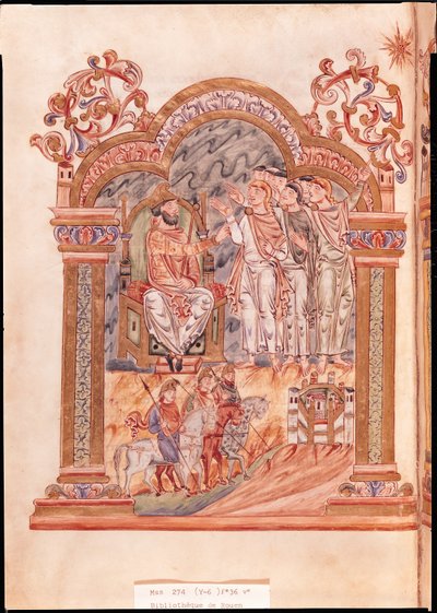 Ms 274 (Y-6) fol.36v Magi på besøg hos kong Herodes, fra Robert af Jumieges Missal, c.1016 af English School