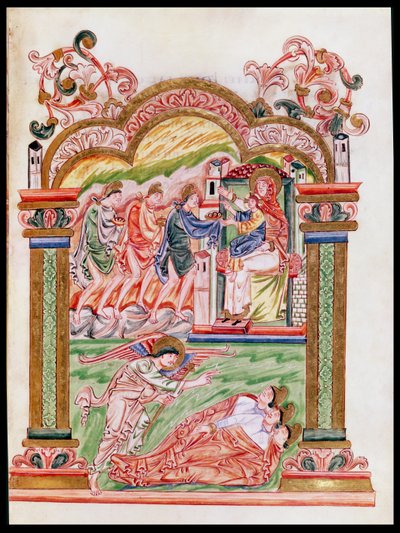 Ms 274 (Y-6) fol.37 The Dream and the Adoration of the Magi, fra Missal of Robert of Jumieges, c.1016 af English School