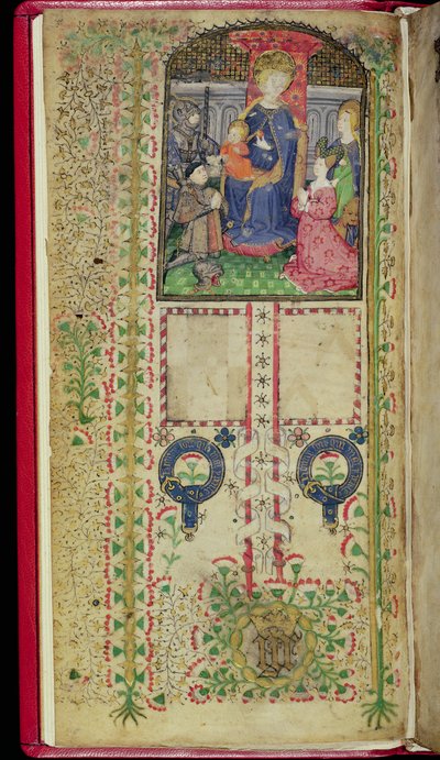 Ms 41-1950, f.2v: Dedikationsside fra en timebog tilhørende Margaret Beauchamp, c.1424 af English School