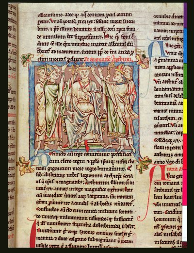 Ms 6712 (A.6.89) fol.53 Kong Arthur, miniature fra Flores Historiarum, af Matthew Paris, ca. 1250-52 af English School