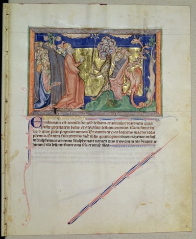 Ms L.A. 139-Lisboa fol.35 Folket, der tilbeder udyret og dragen, fra Gulbenkian Apocalypse, c.1265-70 af English School