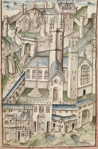 Fru Ny Coll 288, f4v. (Chaundler-manuskript), Life of William of Wykeham af Thomas Chaundler (pen og blæk & tempera på vellum) af English School
