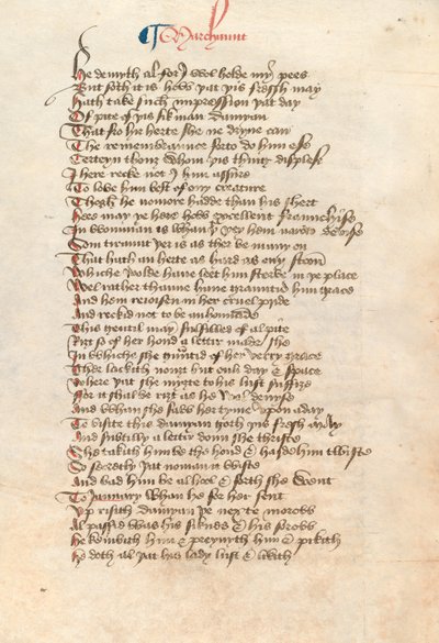 Ms. New Coll 314, f90v, The Canterbury Tales af Geoffrey Chaucer (pen og blæk på pergament) af English School