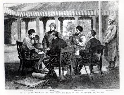 Muhammad Yaqub Khan (1849-1923) underskrev fredstraktaten i Gundamak den 26. maj, 1879 af English School