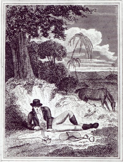 Mungo Park i Afrika, en illustration fra "Travels in the interior districts of Africa: performed in the years 1795, 1796, and 1797", udgivet i 1816 (tryk) af English School