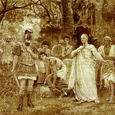 Murder of Cicero, illustration fra Cassells Illustrated Universal History af Edward Ollier, udgivet 1890 (digitalt forbedret billede) af English School