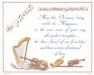 Musikinstrumente, Weihnachtskarte von English School
