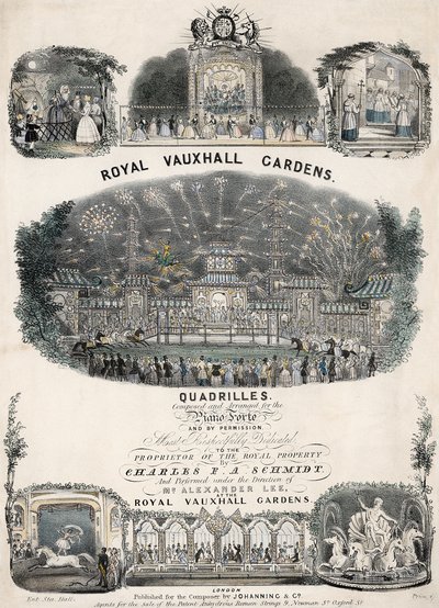 Musikmusik til Royal Vauxhall Gardens Quadrilles af Charles F A Schmidt af English School