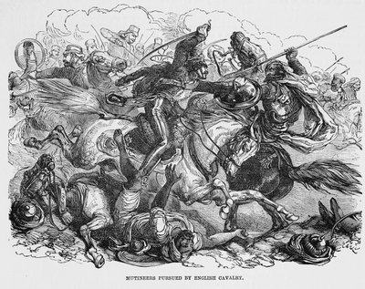 Mytterister forfulgt af engelsk kavaleri af English School