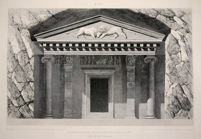 Myra - Tomb Cut in the Rock, pub. 1863 litografi. af English School