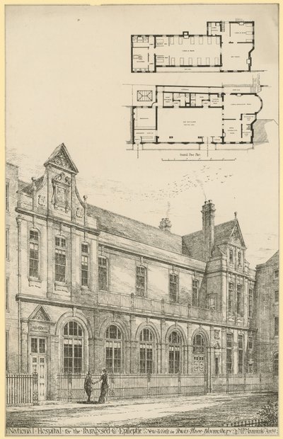 Nationalt Hospital for Lammede og Epileptikere: ny fløj i Powis Place, Bloomsbury af English School