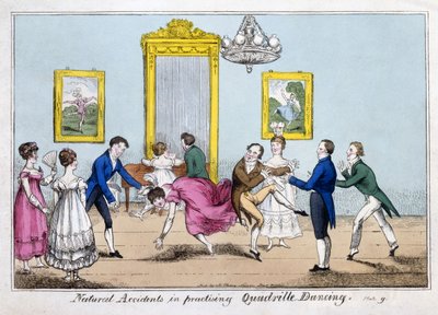 Naturlige ulykker ved at praktisere Quadrille Dancing, pub. Cleary af English School