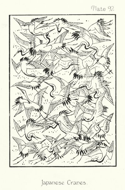 Naturen i ornamentik: Japanske traner (litografi) af English School