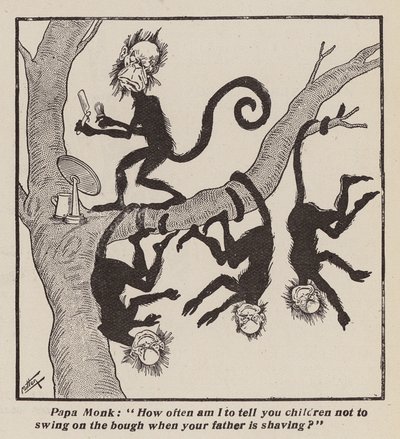 Frække aber (litografi) af English School