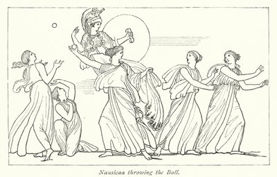 Nausicaa kaster bolden (litho) af English School