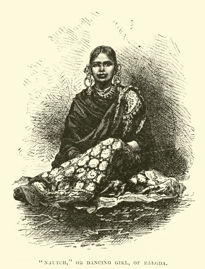 Nautch, or Dancing Girl, of Baroda  af English School