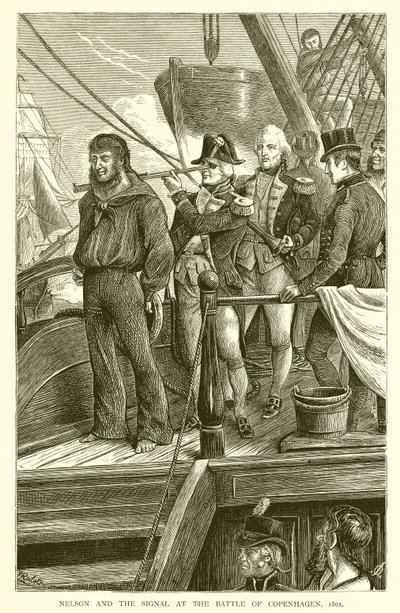 Nelson og signalet ved slaget ved København, 1801 af English School