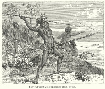 New Caledonians forsvarer deres kyst (kobberstik) af English School