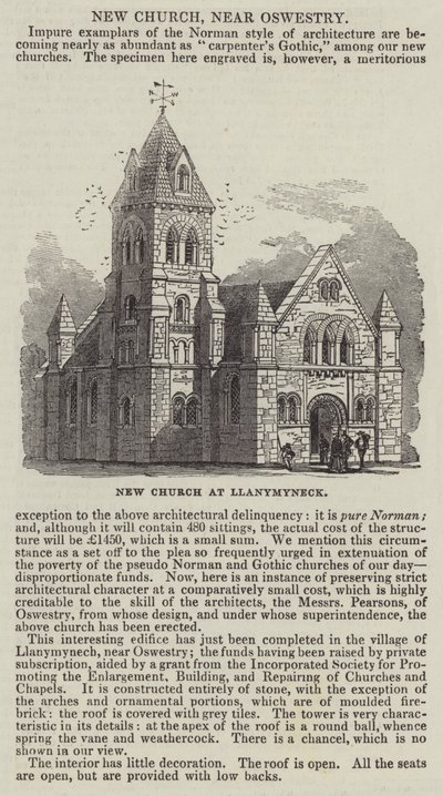 Ny kirke ved Llanymynech (gravering) af English School