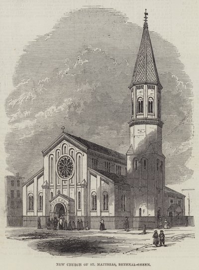 New Church of St Matthias, Bethnal-Green (gravering) af English School