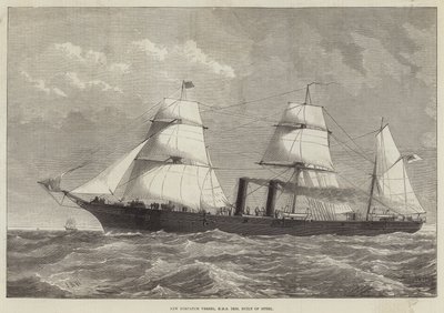 Nyt forsendelsesfartøj, HMS Iris, bygget af stål af English School