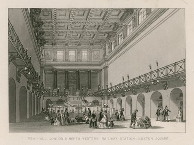 New Hall, London og North Western Railway Station, Euston Square, London af English School
