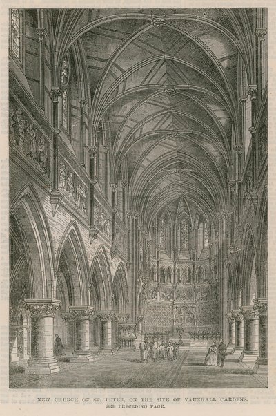 Ny kirke St Peter på stedet for Vauxhall Gardens af English School