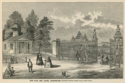Ny gate og lodge, Kensington, overfor Prince Albert Road, Hyde Park af English School