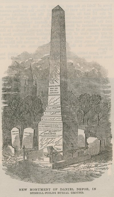 Nyt monument af Daniel Defoe af English School