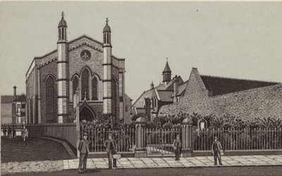 Newbury: Wesleyan Church  Schools (litografi) af English School