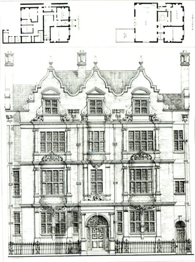No.70 Ennismore Gardens, South Kensington, fra The Building News, 23. juli 1886 af English School