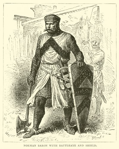 Norman Baron med stridsøkse og skjold af English School