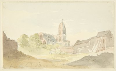 Nordøst udsigt over St Mary Redcliffe fra Harford Anderson Garden (blyant og akvarel på papir) af English School