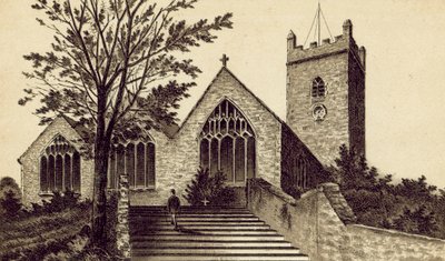 North Devon: Ilfracombe sognekirke, Holy Trinity (litografi) af English School