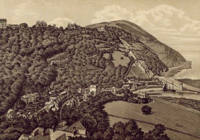 North Devon: Lynton og Lynmouth (litografi) af English School