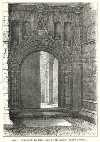 Nordindgang til Nave of Holyrood Abbey Church (gravering) af English School